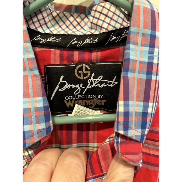 Wrangler George Strait Blue Red Button Down Shirt Size Size Medium - Picture 3 of 6